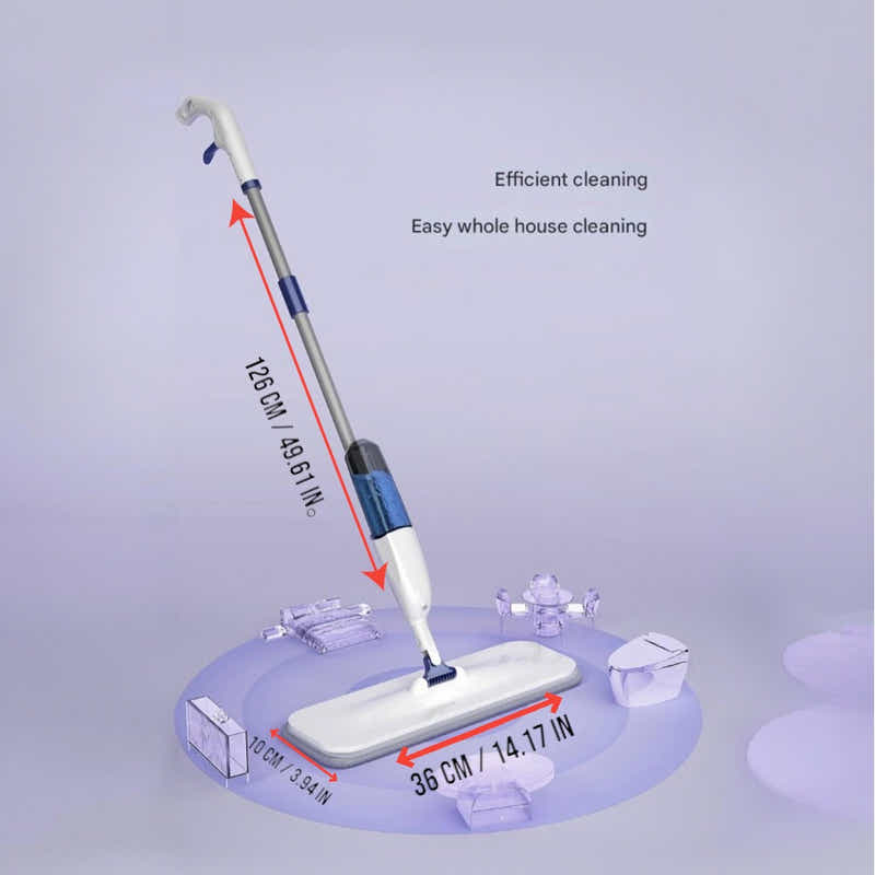 DS BS Flat Spray Mop Set – Includes 5 Microfiber Pads Scraper Water Tank