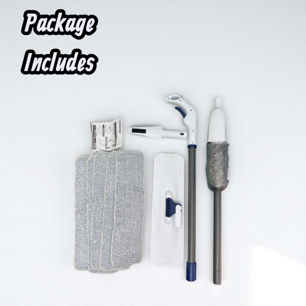 DS BS Flat Spray Mop Set – Includes 5 Microfiber Pads Scraper Water Tank