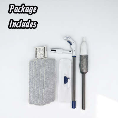 DS BS Flat Spray Mop Set – Includes 5 Microfiber Pads Scraper Water Tank