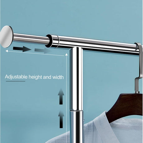 DS BS Portable Single Rod Height Adjustable Clothes Rack