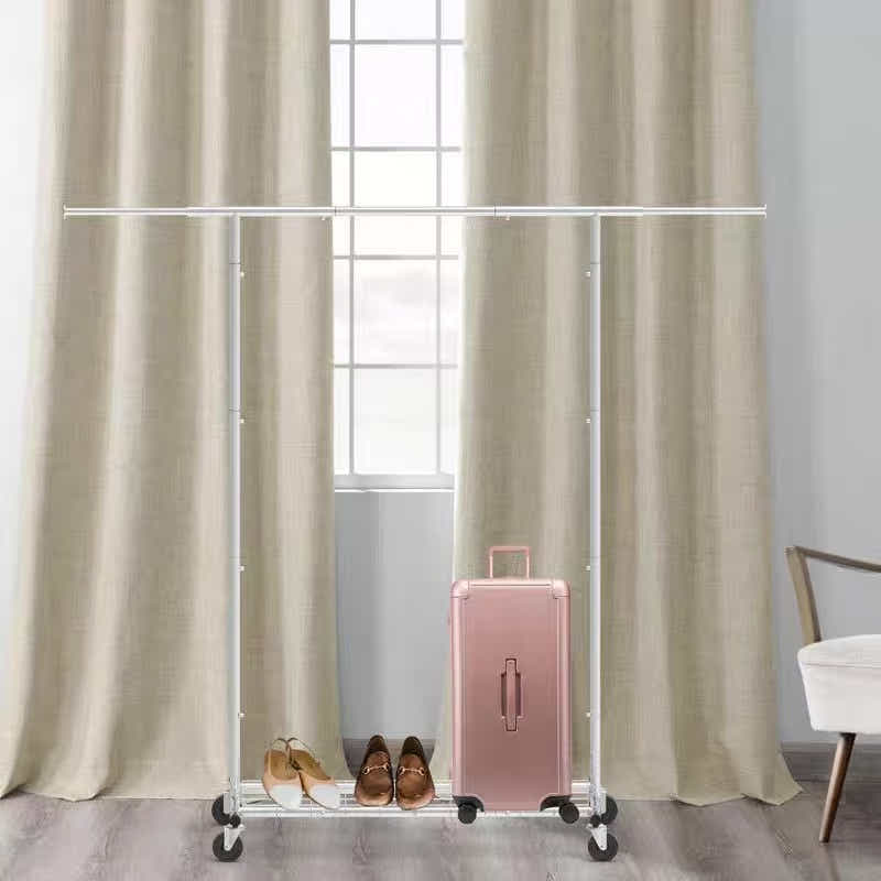 DS BS Portable Single Rod Height Adjustable Clothes Rack