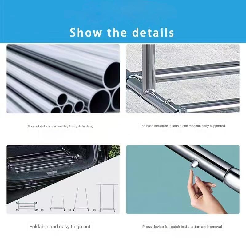 DS BS Portable Single Rod Height Adjustable Clothes Rack