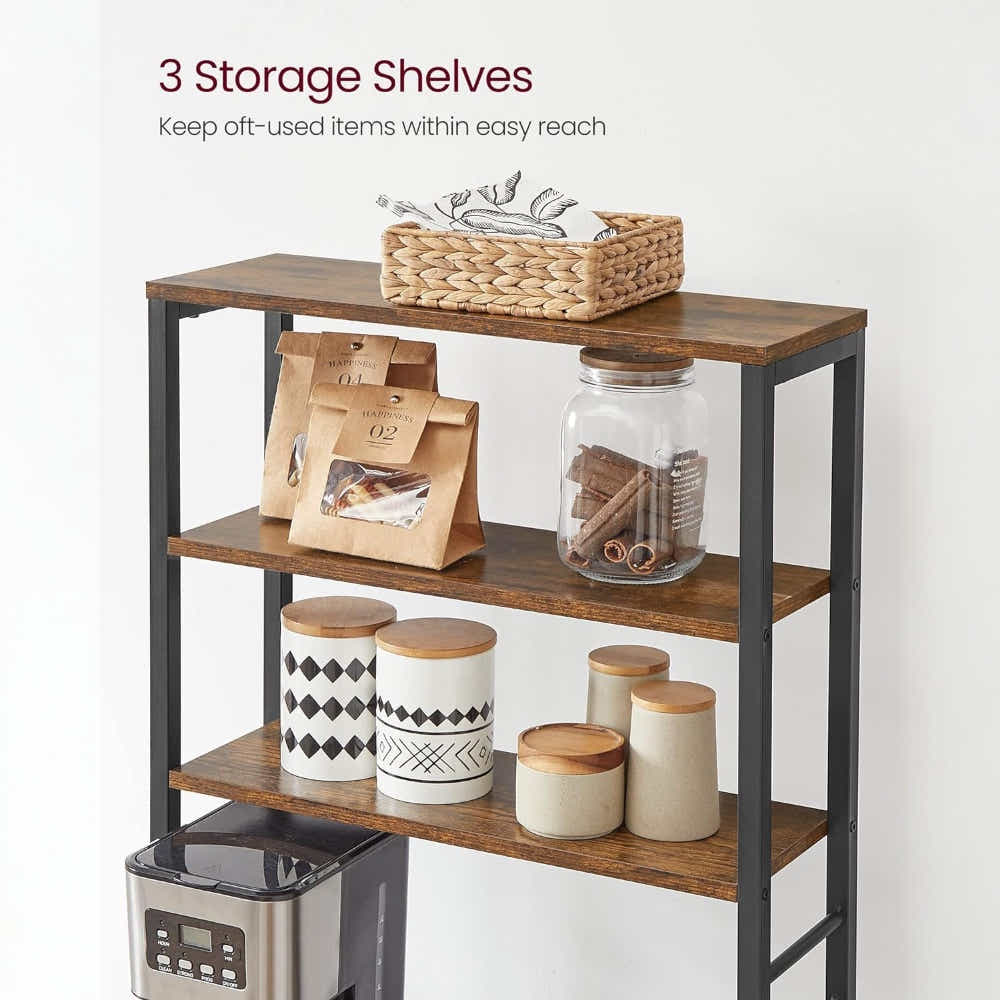 DS BS 6-Tier Kitchen Microwave Oven Rack - Rustic Brown