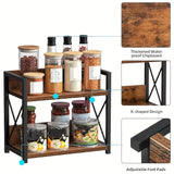 DS BS Rustic Industrial Storage Shelf – 2-Tier Wooden Metal Organizer Rack