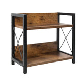 DS BS Rustic Industrial Storage Shelf – 2-Tier Wooden Metal Organizer Rack