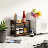 DS BS Rustic Industrial Storage Shelf – 2-Tier Wooden Metal Organizer Rack