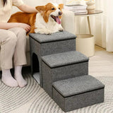 DS BS Foldable 3-Step Pet Stairs with Hidden Condo Storage