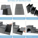 DS BS Foldable 3-Step Pet Stairs with Hidden Condo Storage