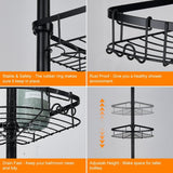 DS BS Tension Pole Shower Caddy Adjustable Rustproof Bathroom Storage Rack