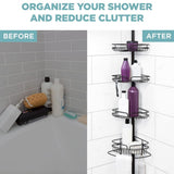 DS BS Tension Pole Shower Caddy Adjustable Rustproof Bathroom Storage Rack