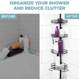 DS BS Tension Pole Shower Caddy Adjustable Rustproof Bathroom Storage Rack