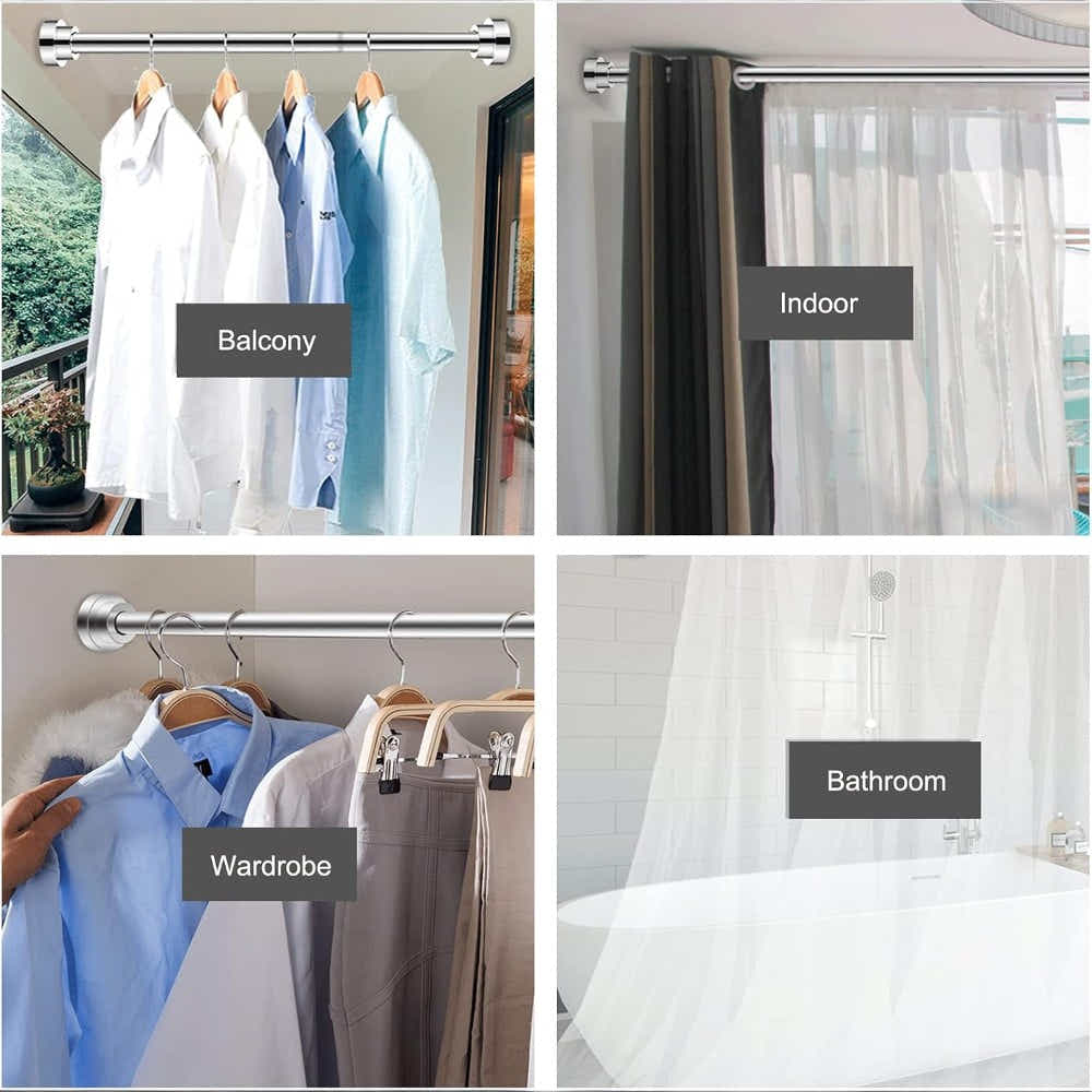 DS BS Stainless Steel Telescopic Curtain Rod –Adjustable 105–170cm