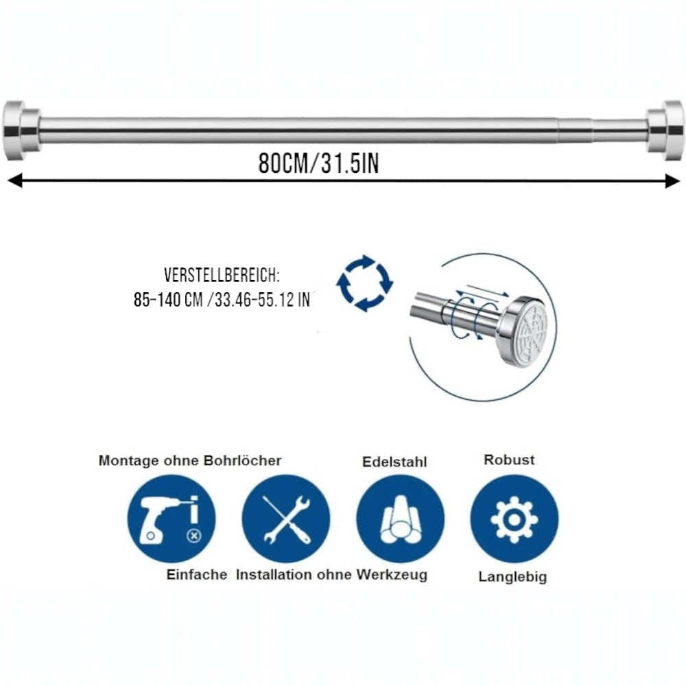 DS BS Stainless Steel Telescopic Curtain Rod –Adjustable 105–170cm