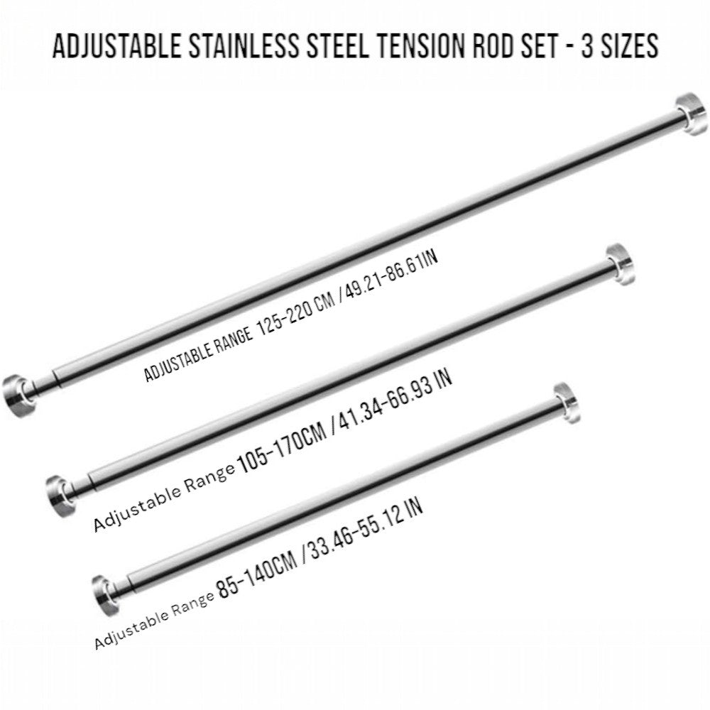 DS BS Stainless Steel Telescopic Curtain Rod –Adjustable 105–170cm