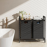 DS BS  Dual Laundry Hamper with Pull-Out Bags & Steel Top Shelf – 72×32×71cm