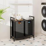 DS BS  Dual Laundry Hamper with Pull-Out Bags & Steel Top Shelf – 72×32×71cm