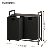 DS BS  Dual Laundry Hamper with Pull-Out Bags & Steel Top Shelf – 72×32×71cm