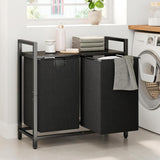 DS BS  Dual Laundry Hamper with Pull-Out Bags & Steel Top Shelf – 72×32×71cm