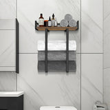 DS BS Wall Mounted Towel Rack with Wood Shelf
