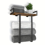 DS BS Wall Mounted Towel Rack with Wood Shelf