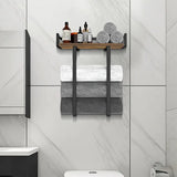 DS BS Wall Mounted Towel Rack with Wood Shelf
