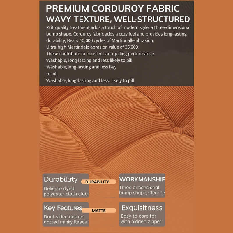 DS BS Double Seated Foam Sofa with Corduroy Fabric