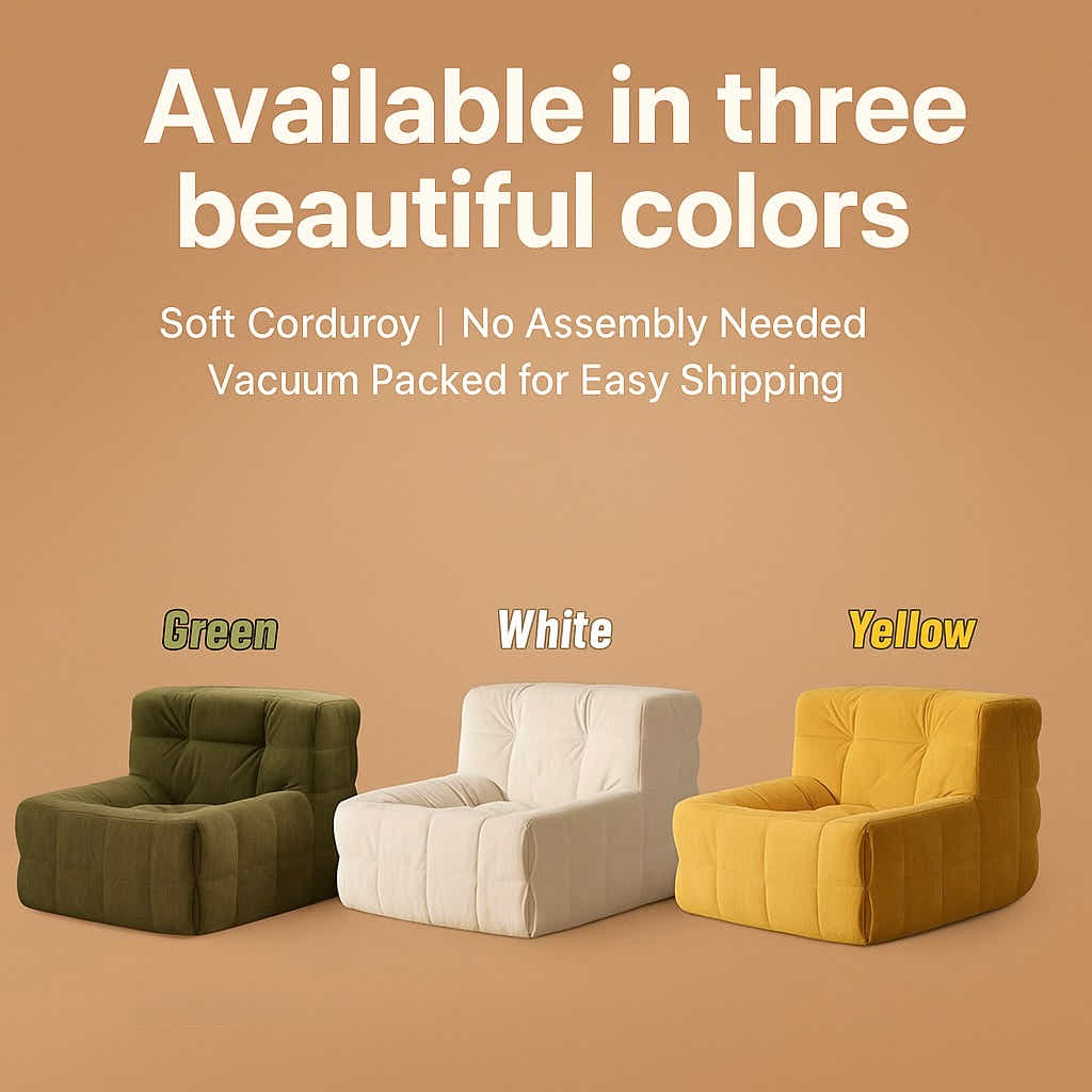 DS BS Single Seated Foam Sofa with Corduroy Fabric - Green