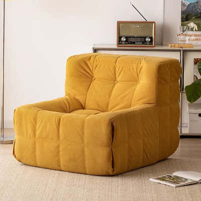 DS BS Single Seated Foam Sofa with Corduroy Fabric - Yellow