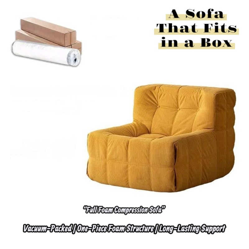 DS BS Single Seated Foam Sofa with Corduroy Fabric - White