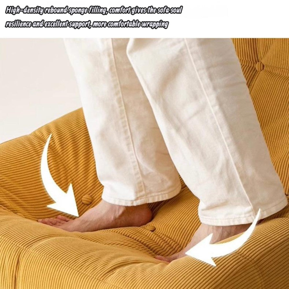 DS BS Single Seated Foam Sofa with Corduroy Fabric - White