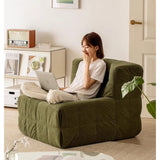 DS BS Single Seated Foam Sofa with Corduroy Fabric - Green