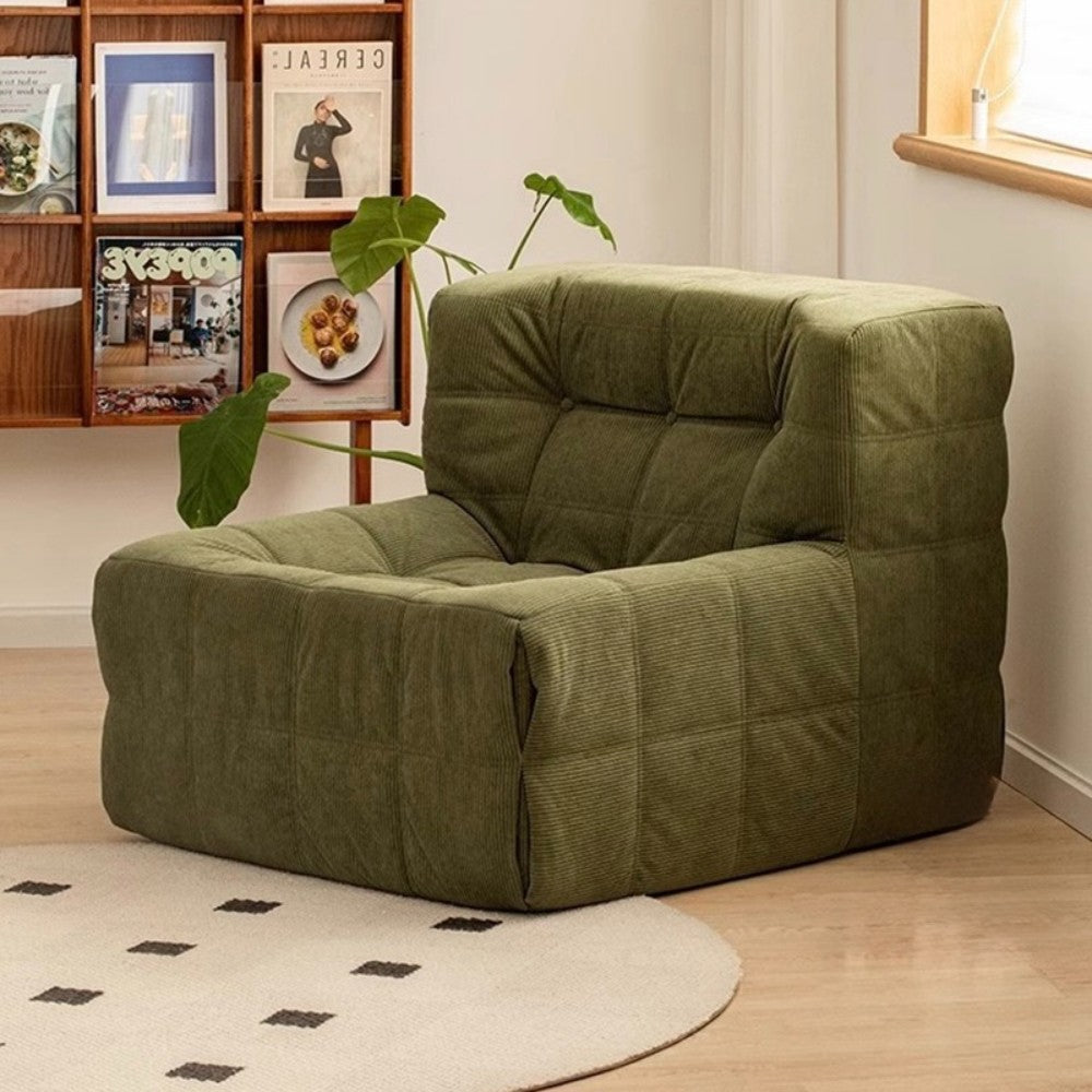 DS BS Single Seated Foam Sofa with Corduroy Fabric - White