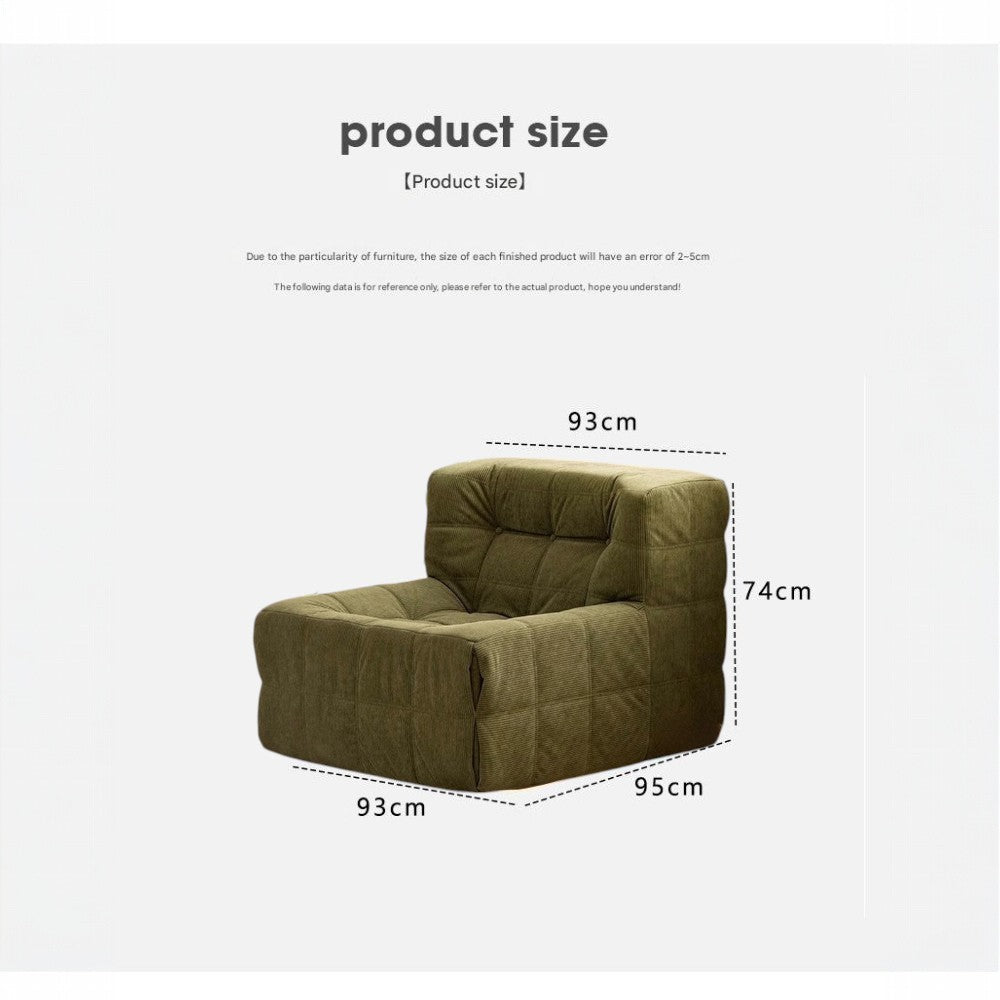 DS BS Single Seated Foam Sofa with Corduroy Fabric - White