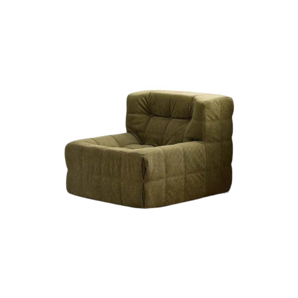 DS BS Single Seated Foam Sofa with Corduroy Fabric - White
