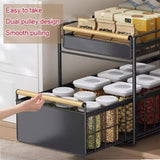 DS BS Double Tier Sliding Kitchen Storage Rack Under Sink Organizer