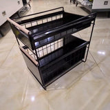 DS BS Double Tier Sliding Kitchen Storage Rack Under Sink Organizer