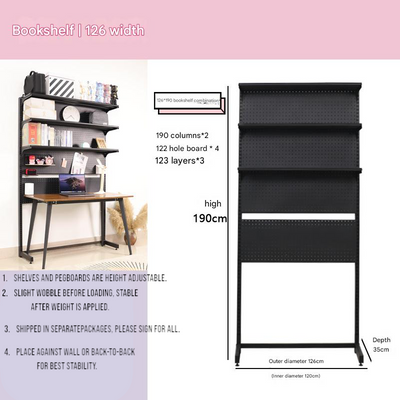 DS BS 3-Tier Metal Pegboard Display Rack with Shelves