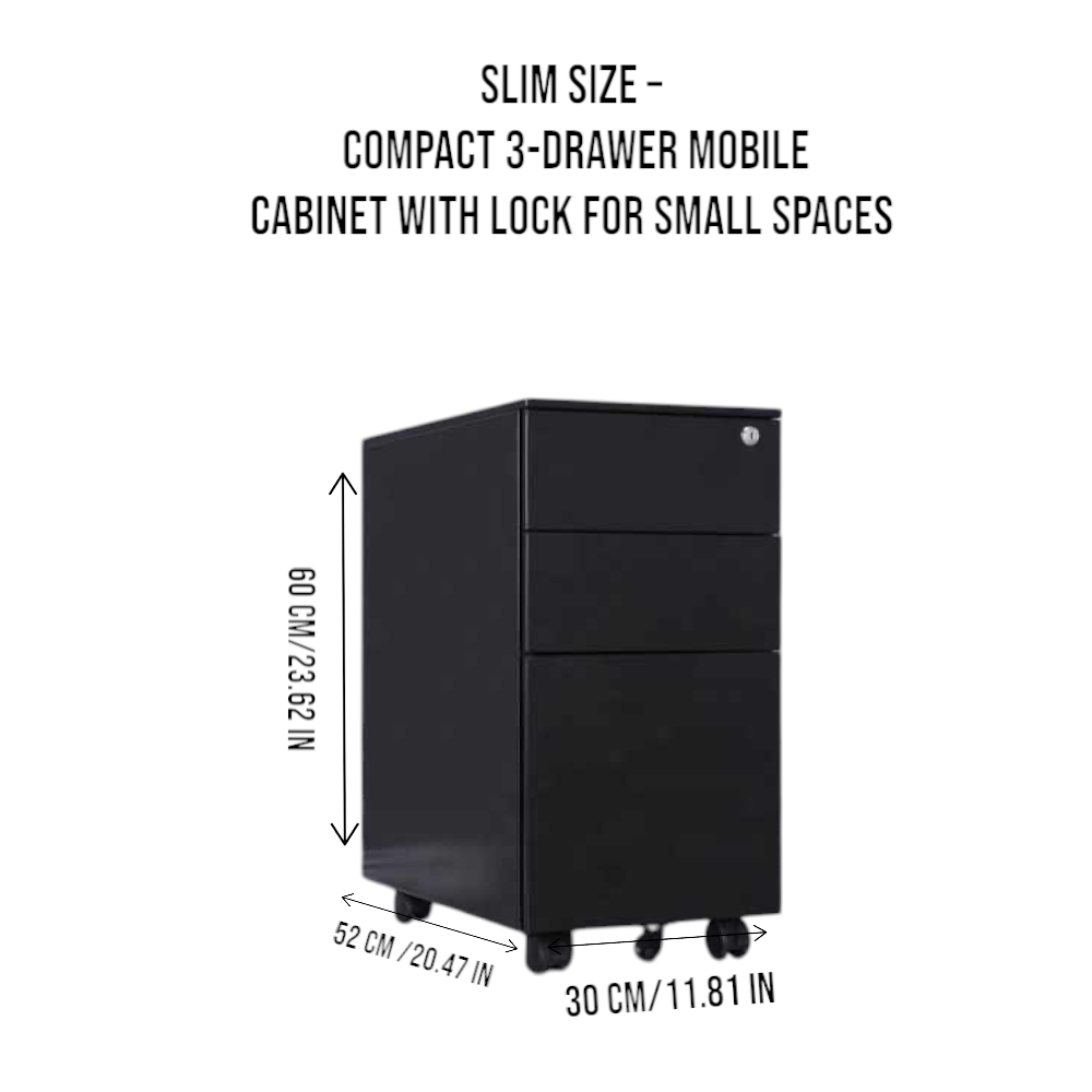 DS BS Office Cabinet with Wheels and Lock 30×52×60cm