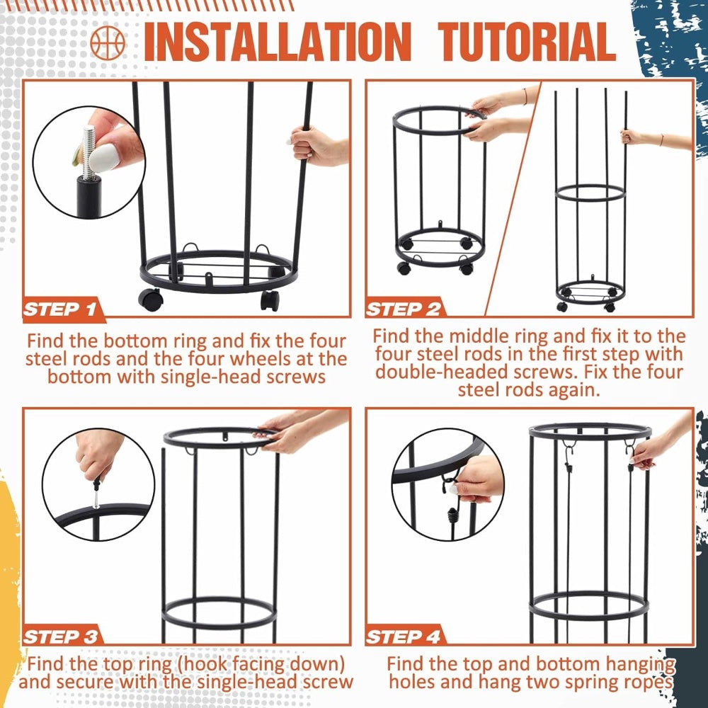 DS BS Ball Storage Rack – Steel Vertical Organizer