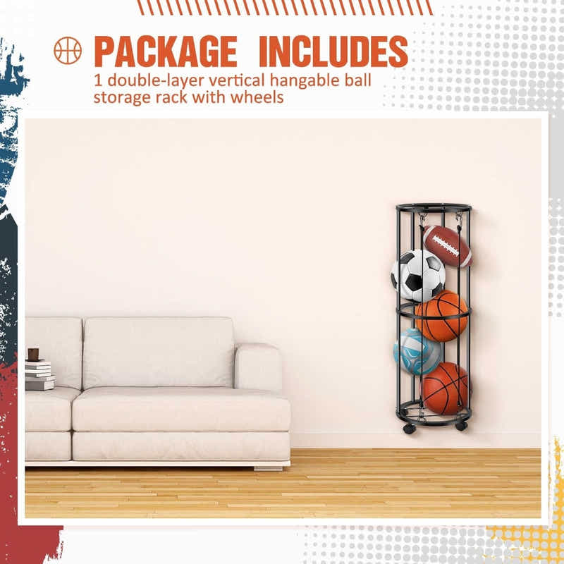 DS BS Ball Storage Rack – Steel Vertical Organizer