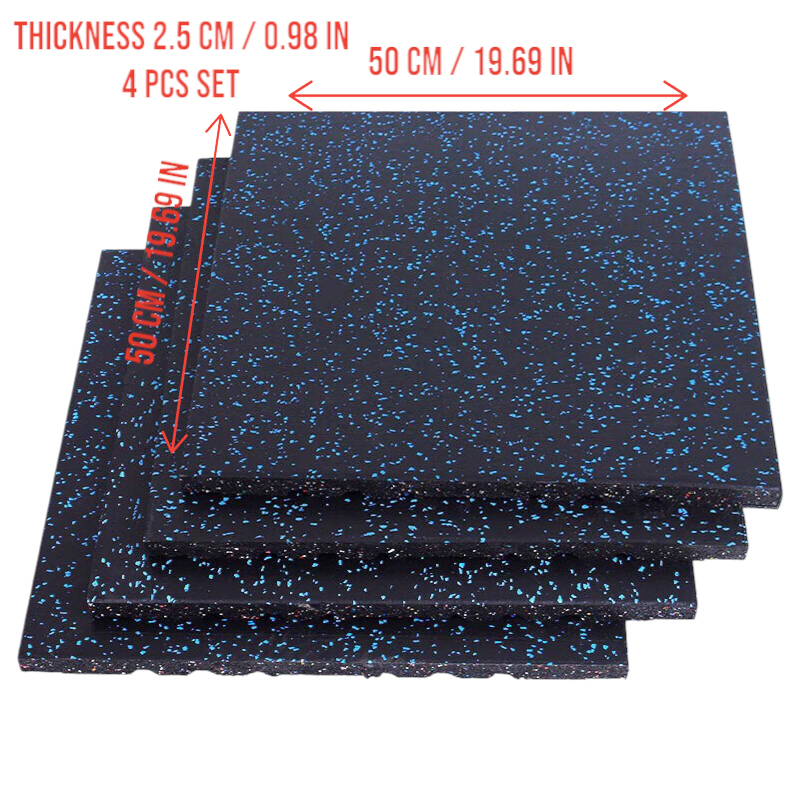 DS BS 4 Pack Heavy-Duty Interlocking Rubber Gym Floor Mats – 50×50×2.5CM