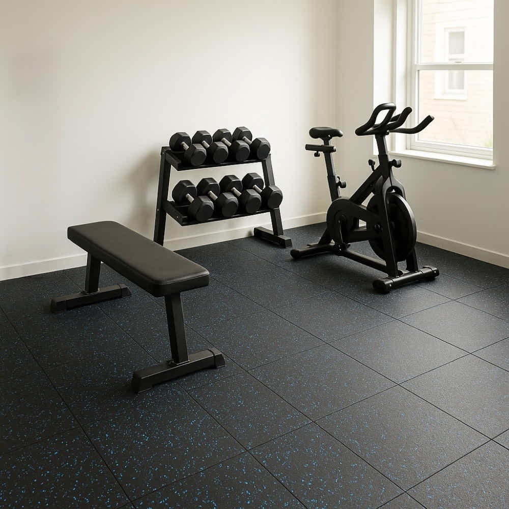 DS BS 4 Pack Heavy-Duty Interlocking Rubber Gym Floor Mats – 50×50×2.5CM