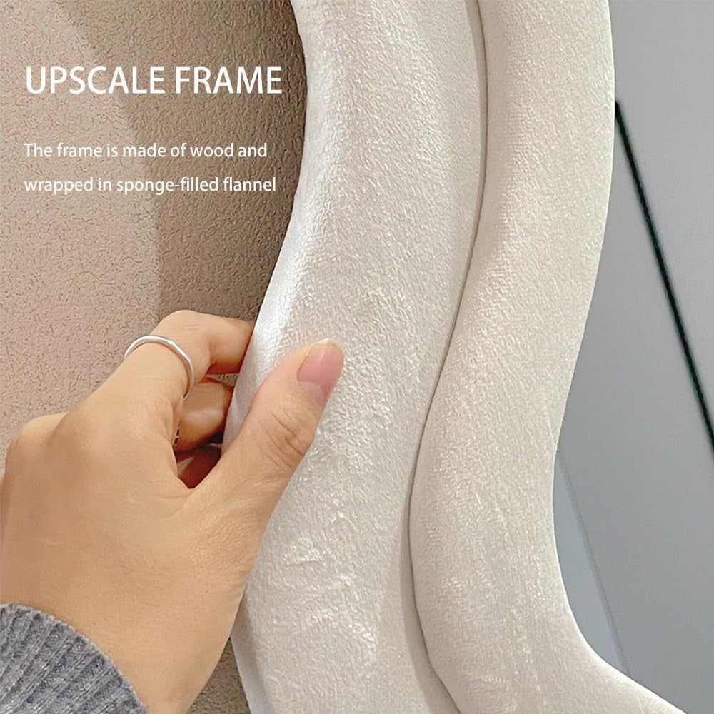DS BS Wavy-Frame Full Length Mirror with Plush Fabric Trim -170x70cm