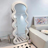 DS BS Wavy-Frame Full Length Mirror with Plush Fabric Trim -170x70cm