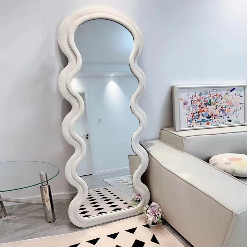 DS BS Wavy-Frame Full Length Mirror with Plush Fabric Trim -170x70cm