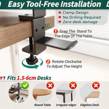 DS BS Clamp On Desk Shelf with 3 Adjustable Trays-Black