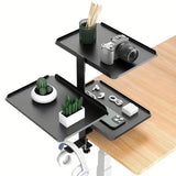 DS BS Clamp On Desk Shelf with 3 Adjustable Trays-Black
