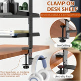 DS BS Clamp On Desk Shelf with 3 Adjustable Trays-Black