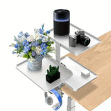 DS BS Clamp On Desk Shelf with 3 Adjustable Trays-White