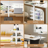 DS BS Clamp On Desk Shelf with 3 Adjustable Trays-White